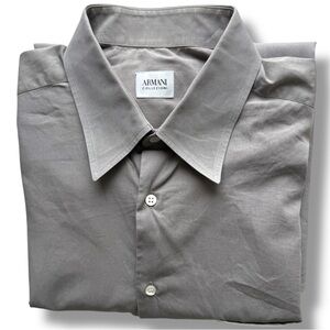 Armani Collezioni Shirt Mens Medium Solid Gray Button Up 17/43 Large